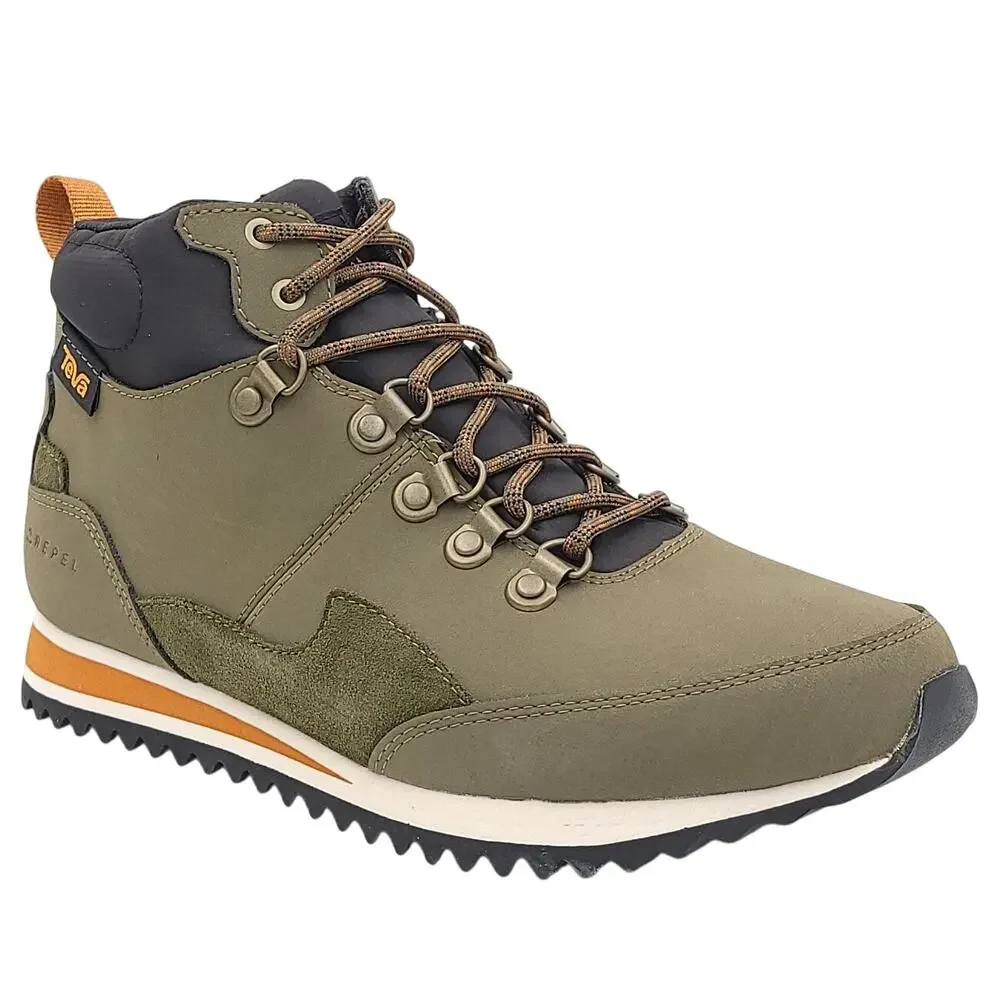 Teva Men Mid Top Hiking Boots Freeside RR Size US 7.5 Dark Olive Orange Leather